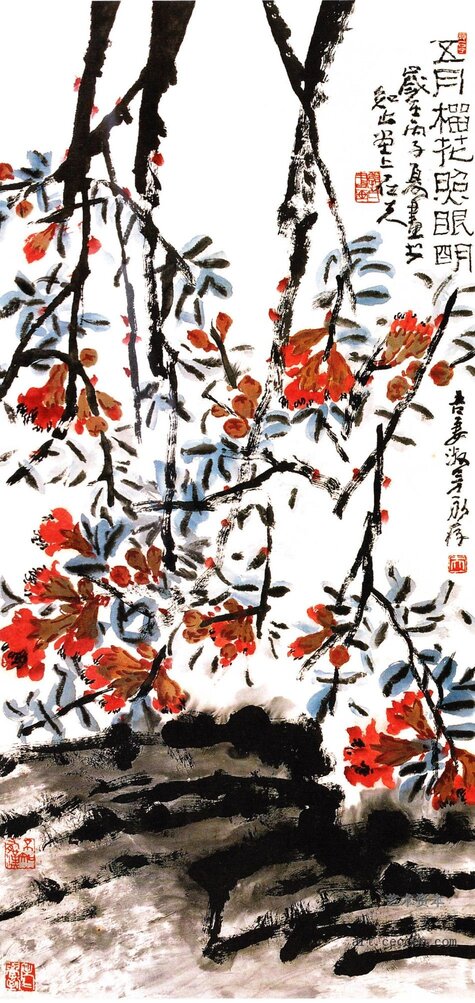 五月榴花照眼明 纸本墨笔 郭石夫